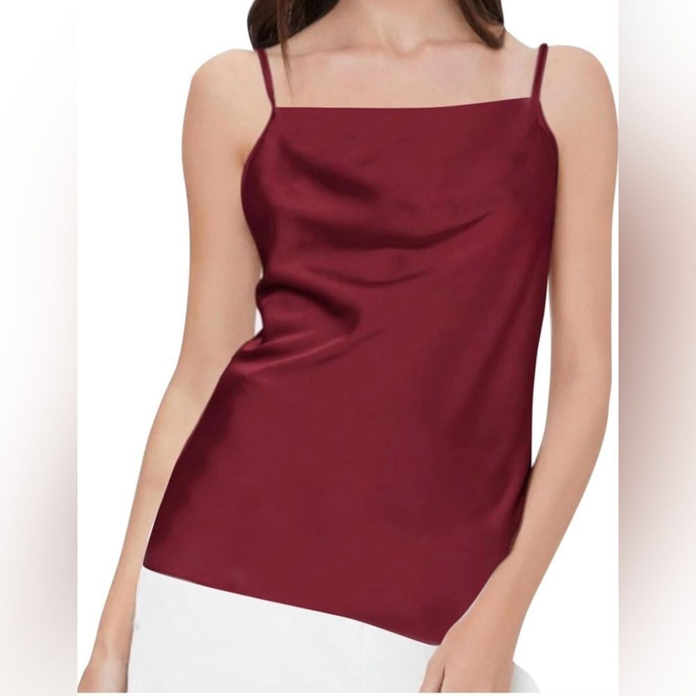 Saki Silver Burgundy Cami Top with Adjustable straps